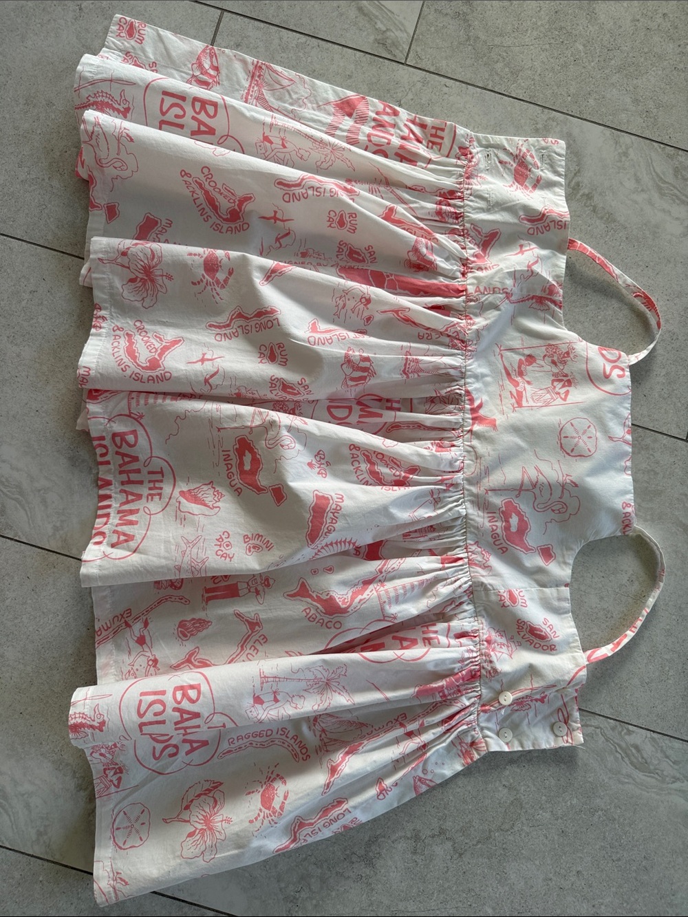 Bahama Hand Prints Girls White & Coral Island Print Sundress sz 8 - Picture 4 of 11